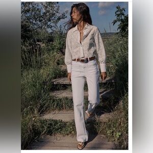 ZARA white flared high waist jeans size 6